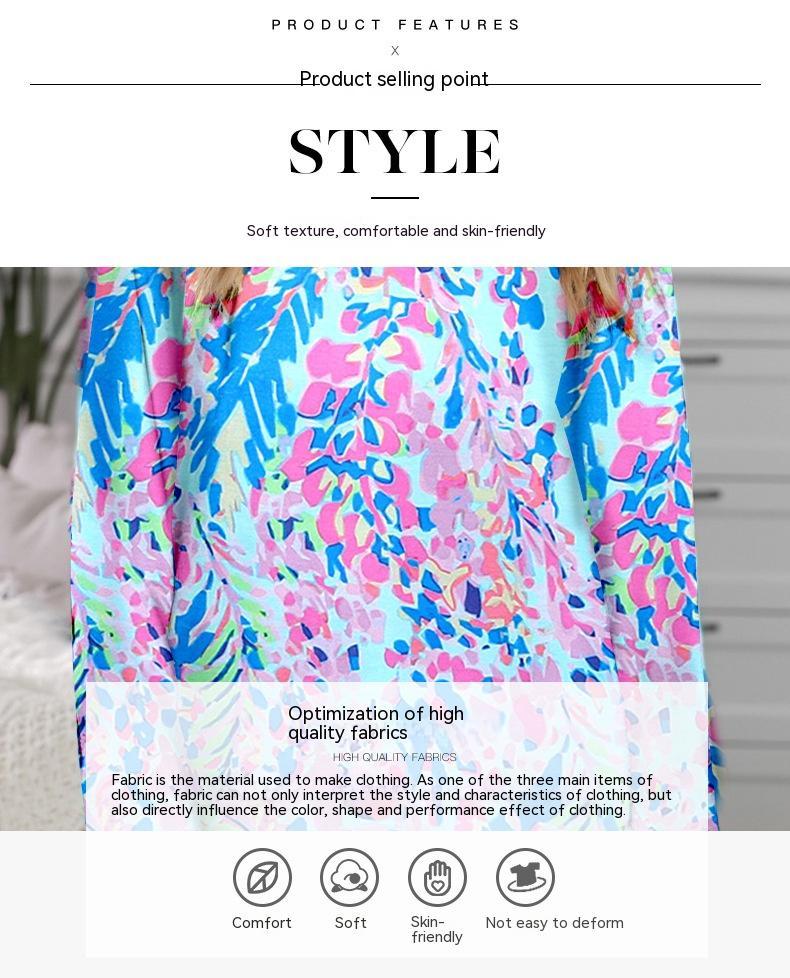 Long Sleeve Shorts Casual Print Top Women's Suit