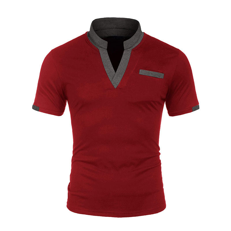Men's Fashion Casual Color Blocking Short-sleeve Top