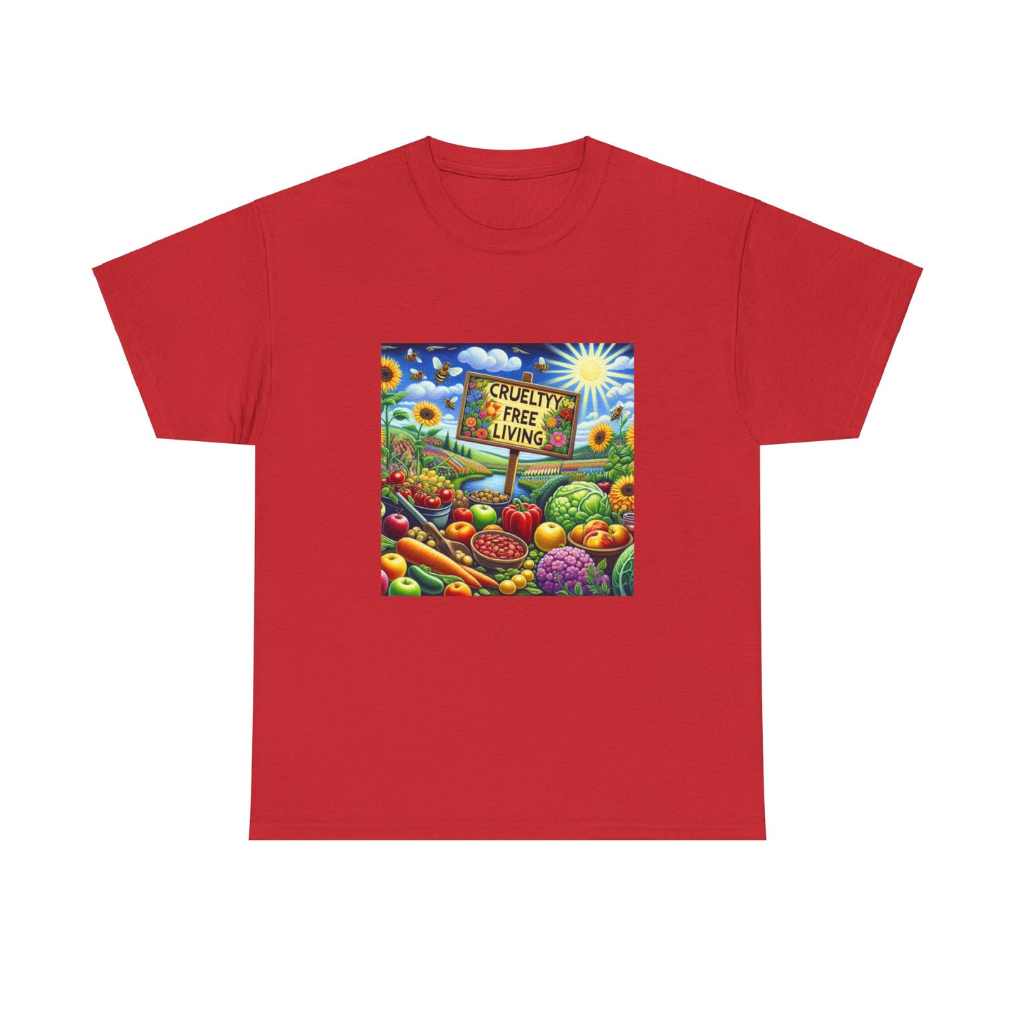 Cruelty Free Living Unisex Heavy Cotton Tee Eco-Friendly Foodie Shirt for Animal Lovers