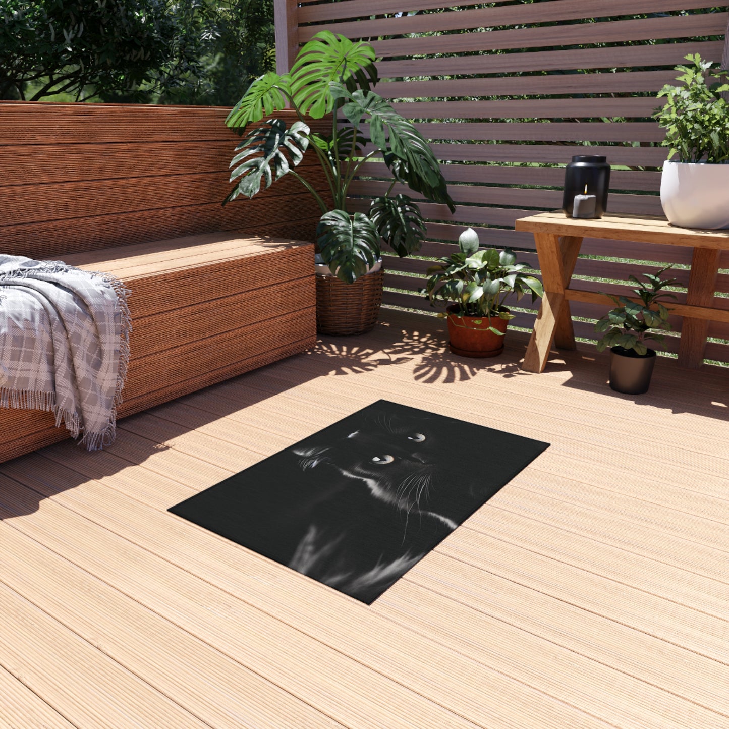 Cozy Black Cat Outdoor Rug - Perfect for Cat Lovers & Outdoor Decor
