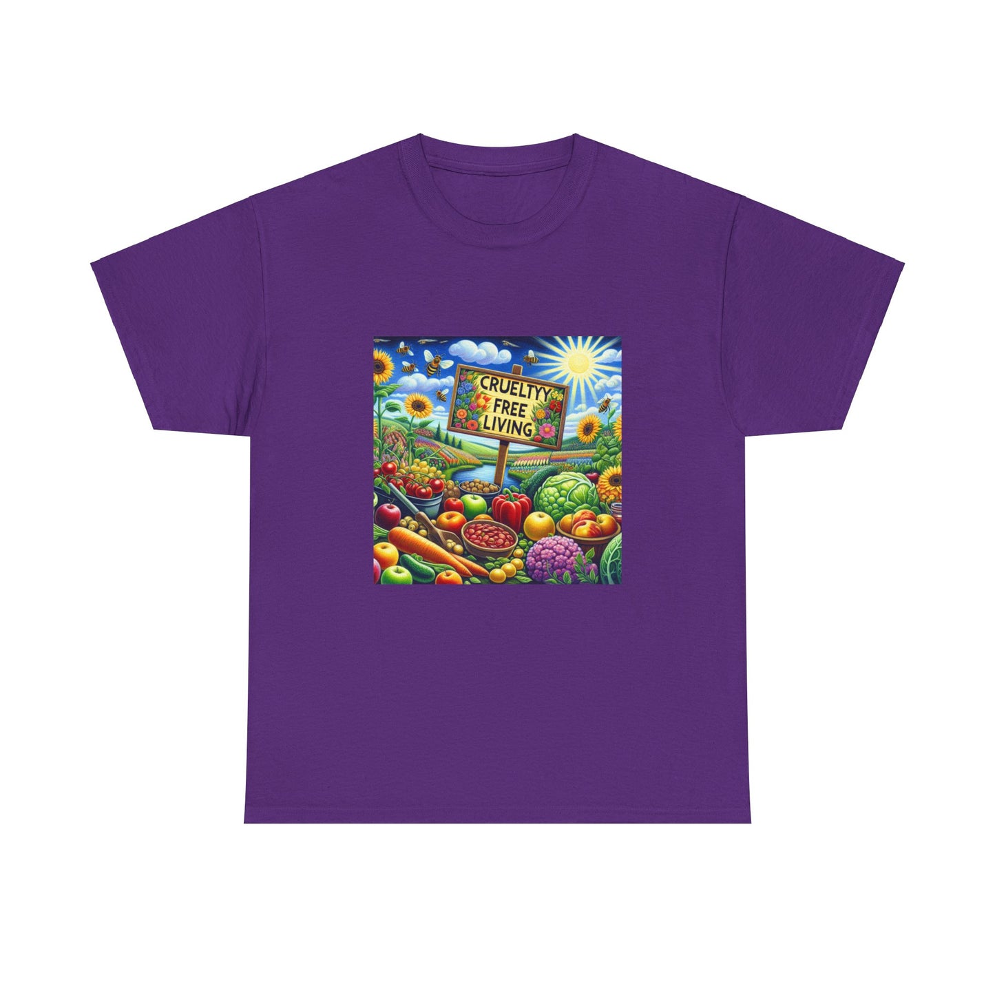 Cruelty Free Living Unisex Heavy Cotton Tee Eco-Friendly Foodie Shirt for Animal Lovers