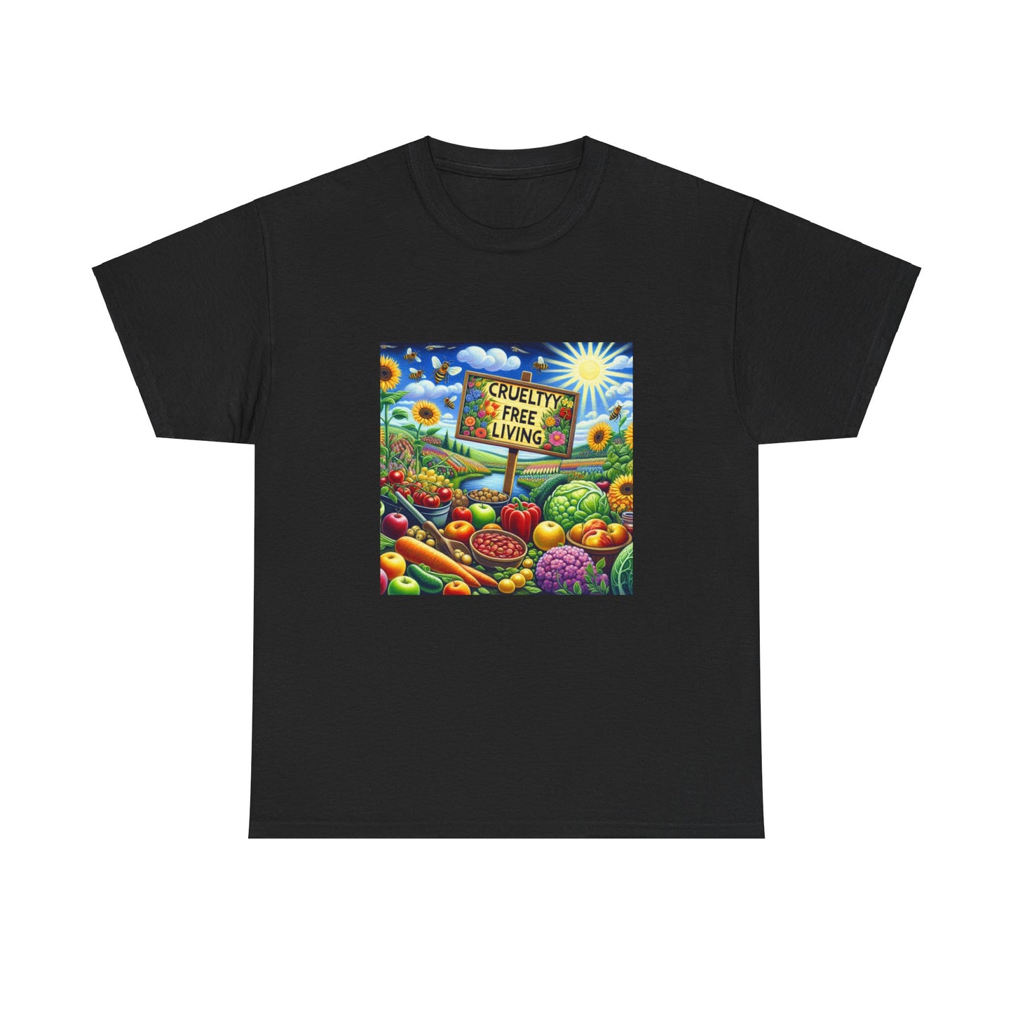 Cruelty Free Living Unisex Heavy Cotton Tee Eco-Friendly Foodie Shirt for Animal Lovers