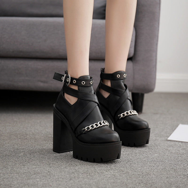 Round Toe Gothic High Heels