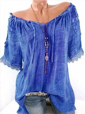 Women's Translucent Off shoulder Short-sleeve blouse