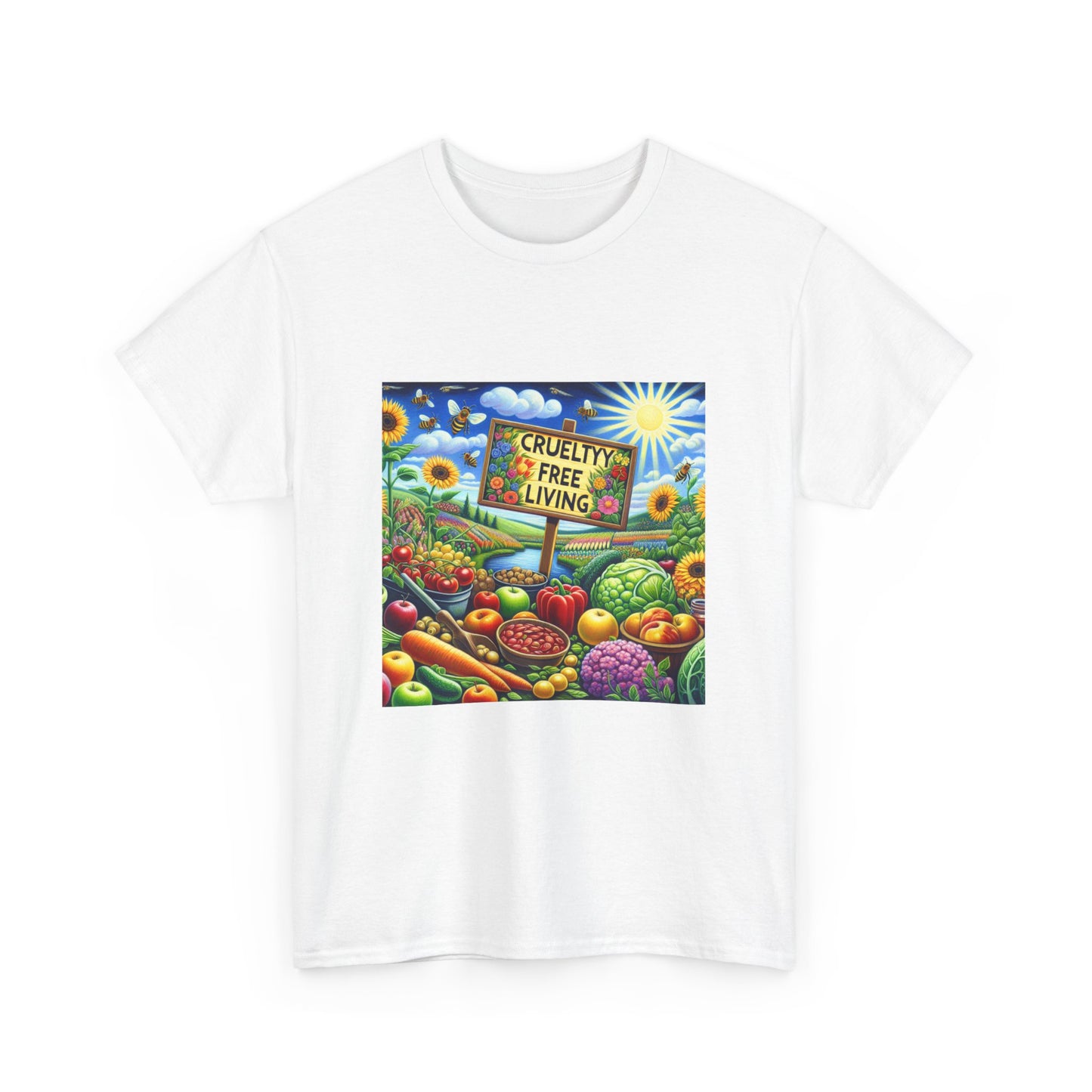Cruelty Free Living Unisex Heavy Cotton Tee Eco-Friendly Foodie Shirt for Animal Lovers
