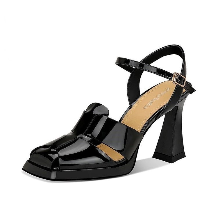 Pointed Toe Waterproof Platform Chunky Heel Sandals
