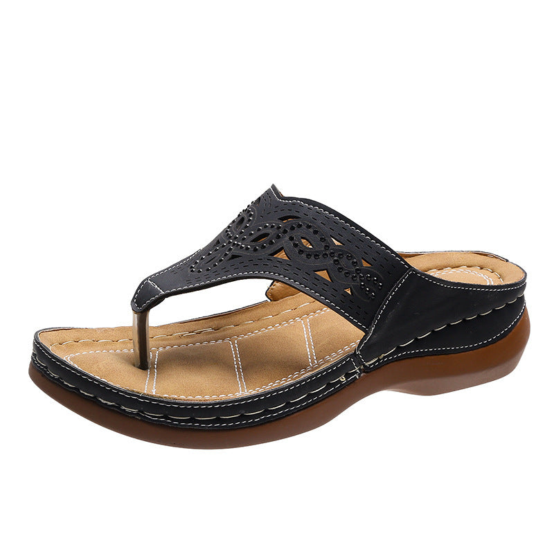 Clip Toe Wedge Sandals Summer Flip Flops Slippers Beach Shoes