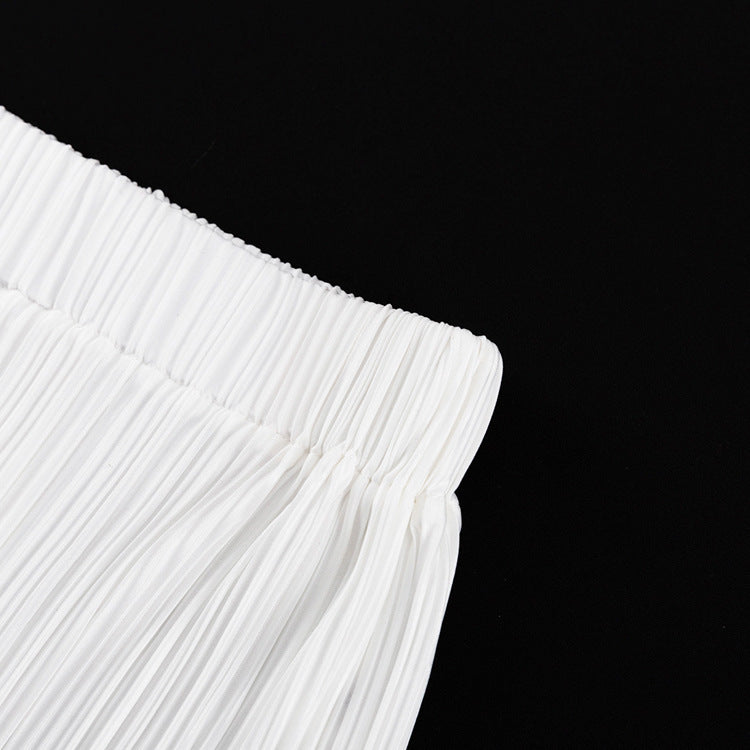 Pleated High Waist Wide Leg Pants Suit