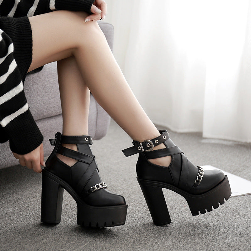 Round Toe Gothic High Heels