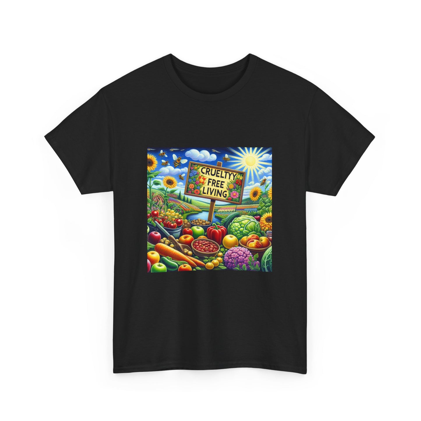 Cruelty Free Living Unisex Heavy Cotton Tee Eco-Friendly Foodie Shirt for Animal Lovers