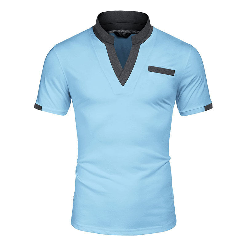 Men's Fashion Casual Color Blocking Short-sleeve Top