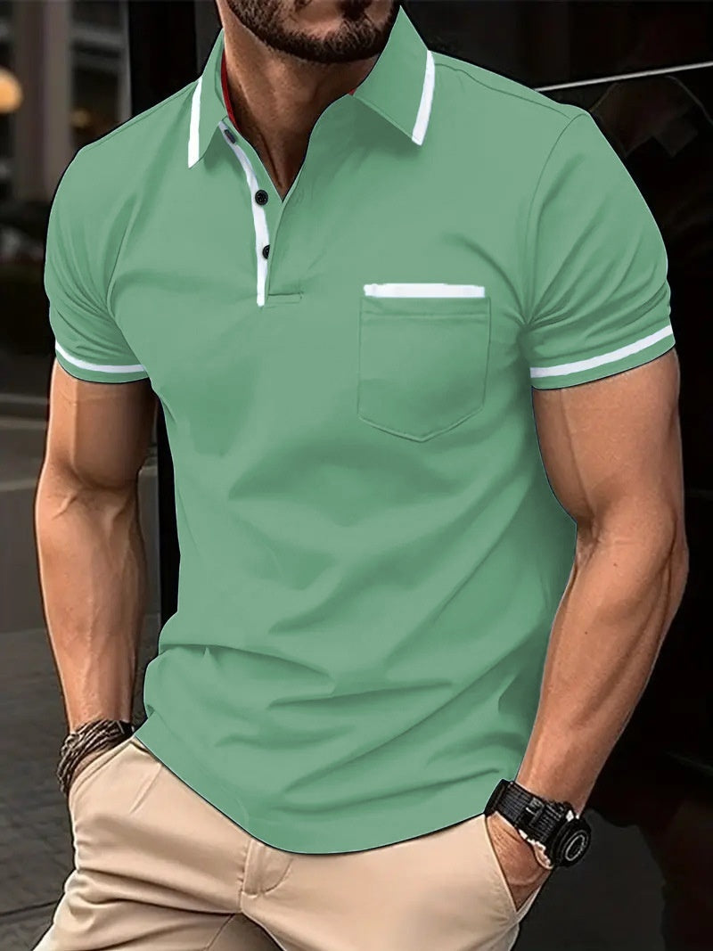 Summer Button Pocket Men's Sports Polo Shirt