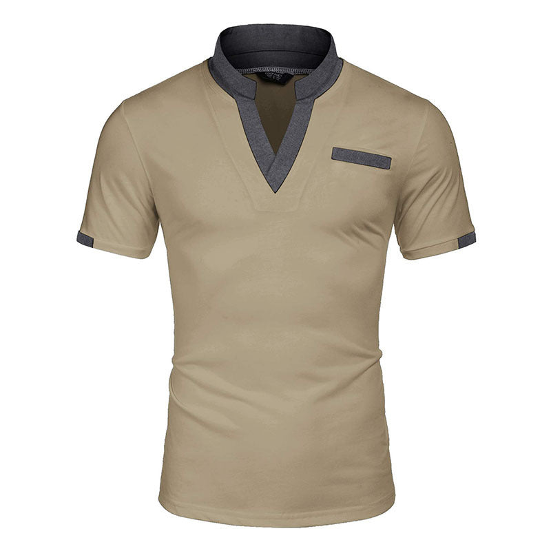 Men's Fashion Casual Color Blocking Short-sleeve Top