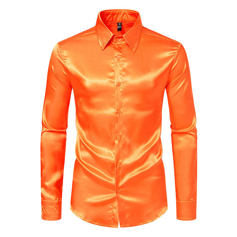 Men's Solid Color Glossy Shirt