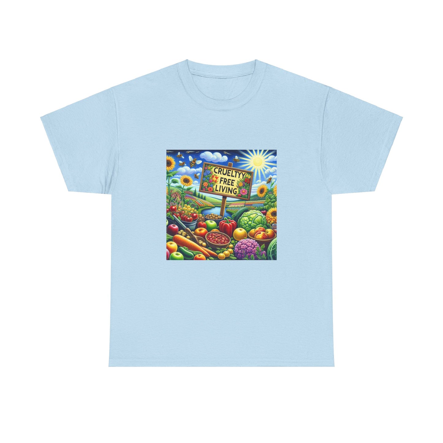 Cruelty Free Living Unisex Heavy Cotton Tee Eco-Friendly Foodie Shirt for Animal Lovers
