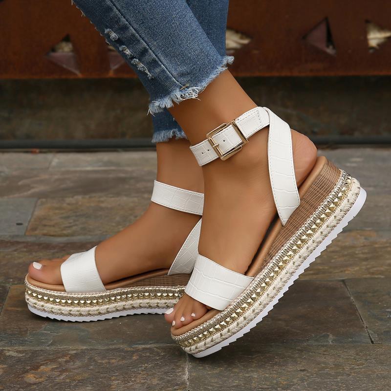 Summer Buckle Strap Hemp Sandals