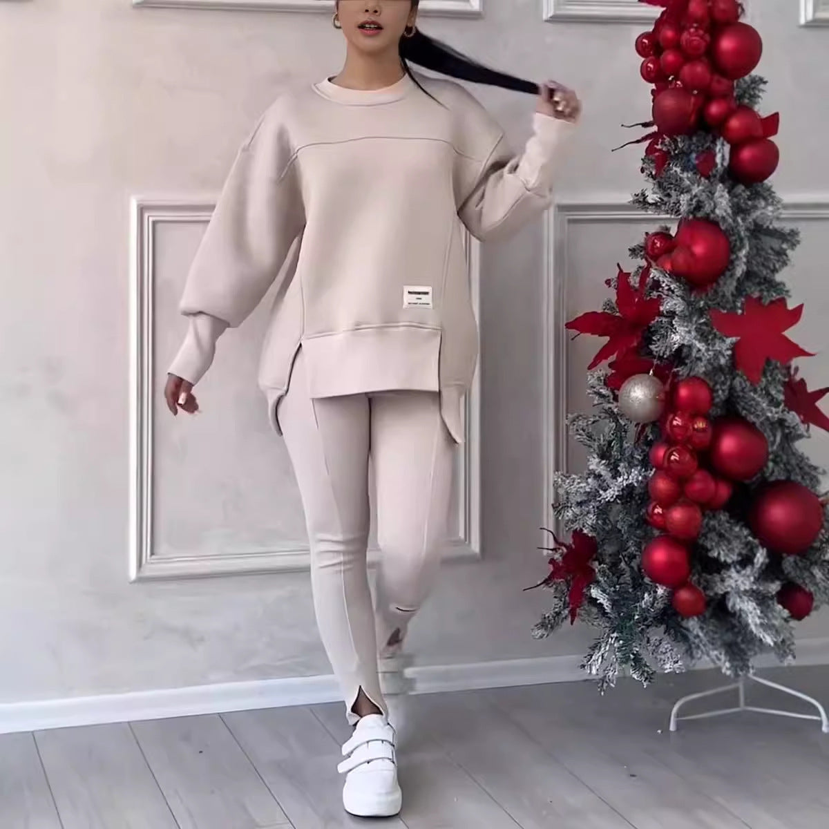 Women's Long-sleeve Printed Sweater Leggings Suit