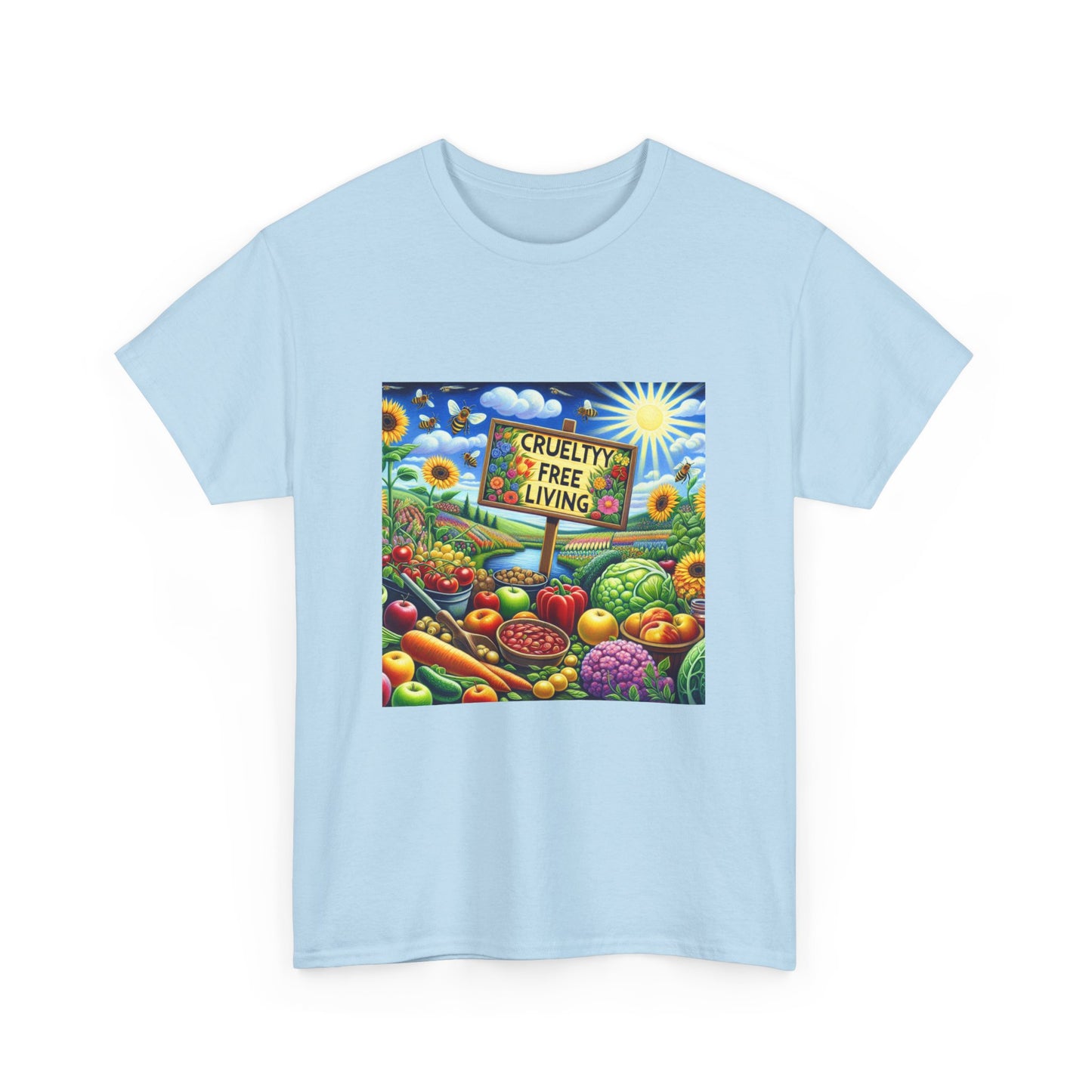 Cruelty Free Living Unisex Heavy Cotton Tee Eco-Friendly Foodie Shirt for Animal Lovers
