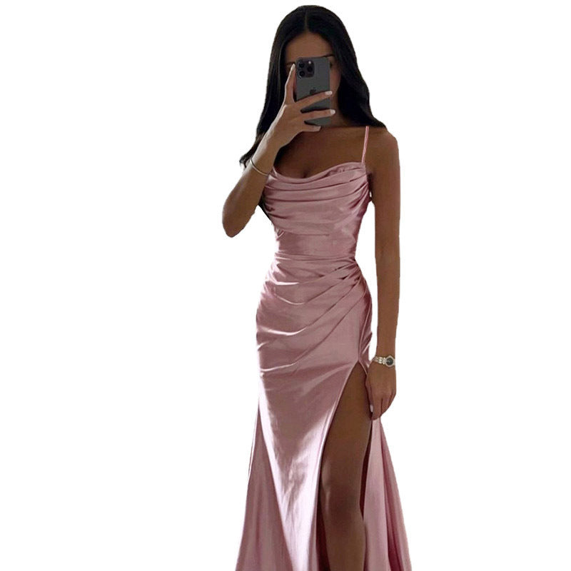 Strapless Maxi Satin Slim-fit Dress