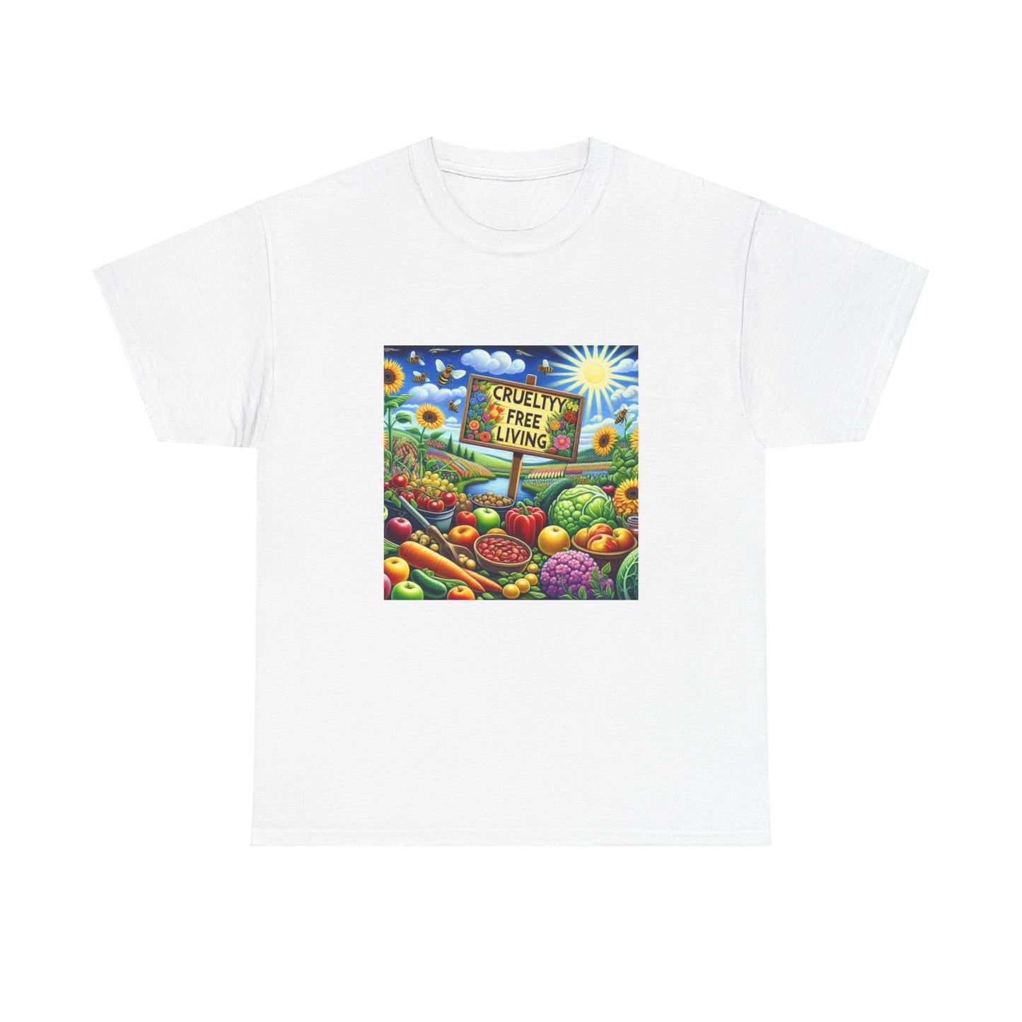 Cruelty Free Living Unisex Heavy Cotton Tee Eco-Friendly Foodie Shirt for Animal Lovers