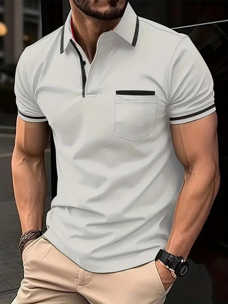 Summer Button Pocket Men's Sports Polo Shirt