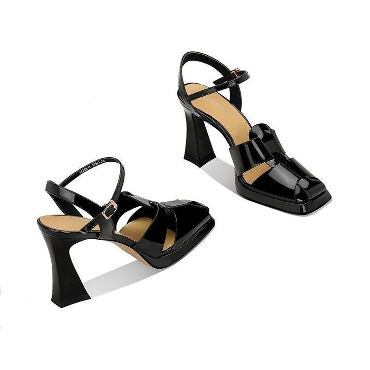 Pointed Toe Waterproof Platform Chunky Heel Sandals