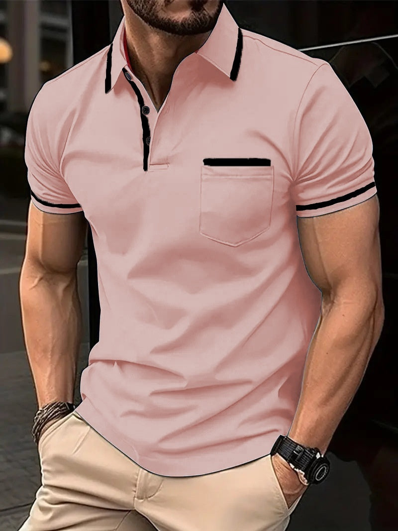 Summer Button Pocket Men's Sports Polo Shirt