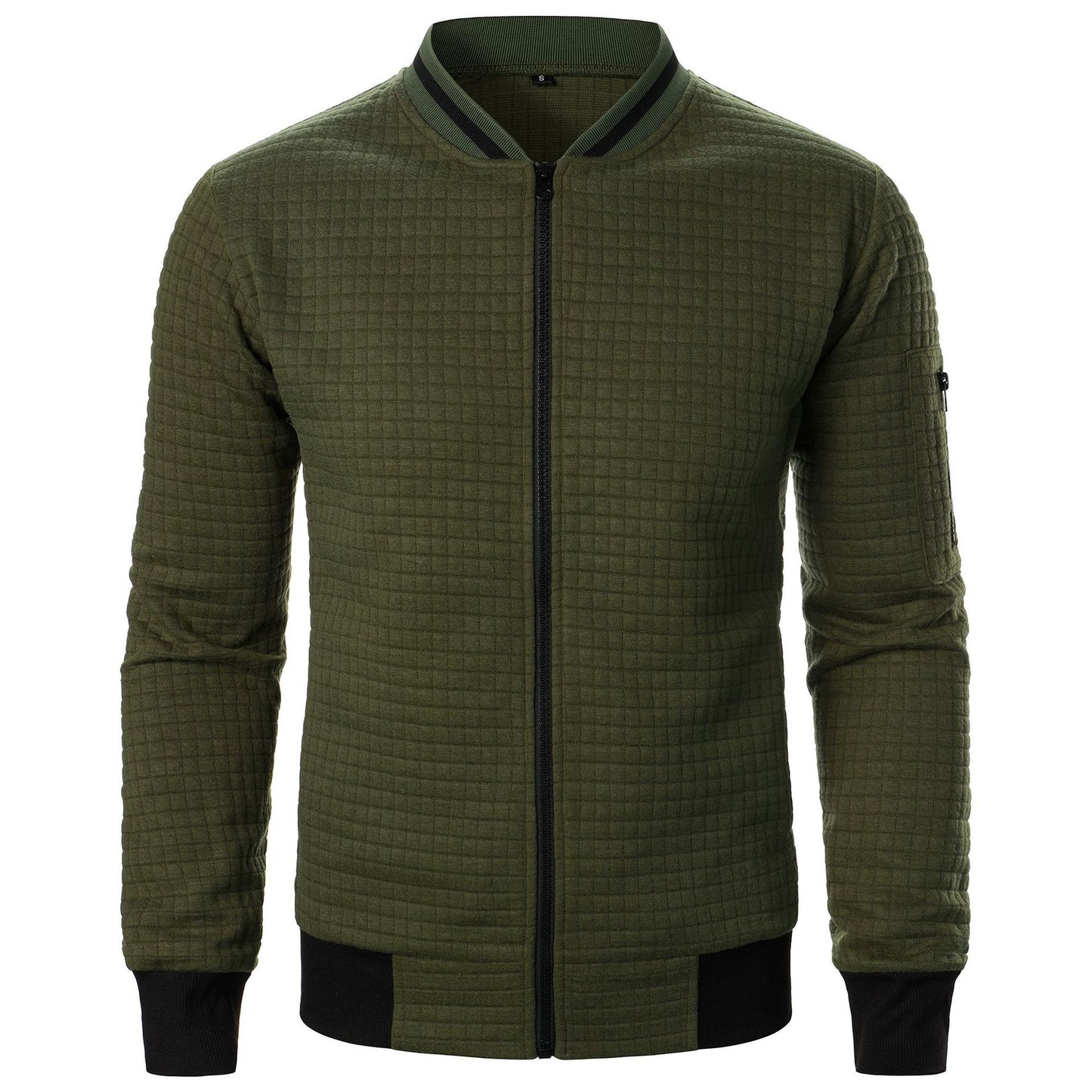 Fitness Leisure Lattice Stand Collar Zipper Cardigan