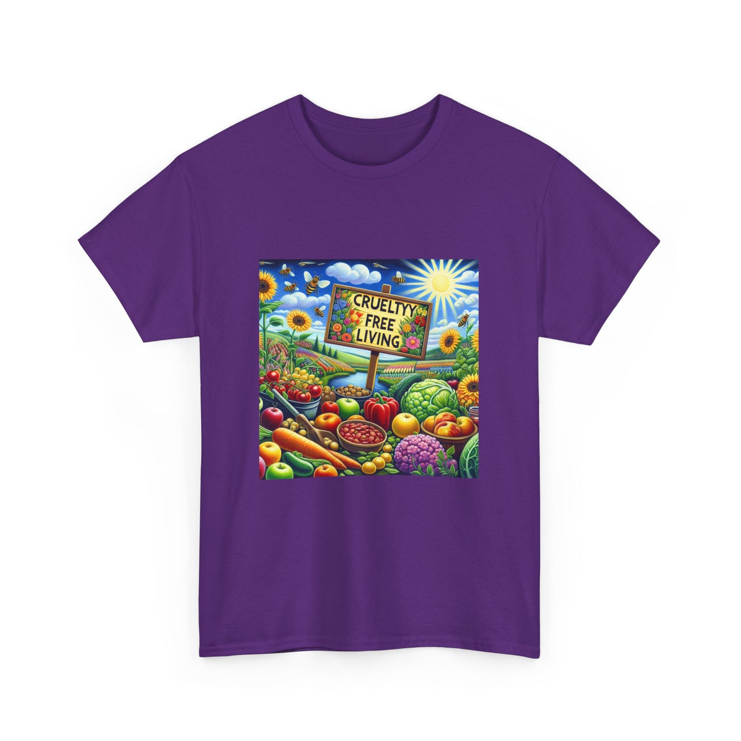 Cruelty Free Living Unisex Heavy Cotton Tee Eco-Friendly Foodie Shirt for Animal Lovers