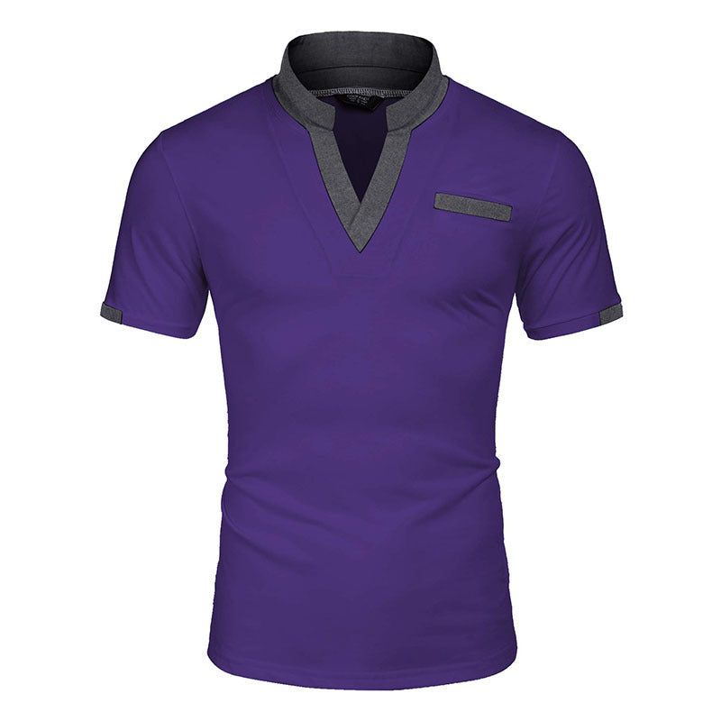 Men's Fashion Casual Color Blocking Short-sleeve Top