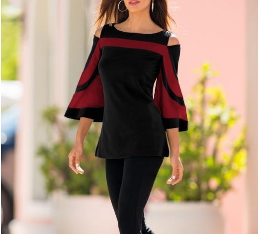 Women's Off shoulder Batwing Flared Sleeves Tunic