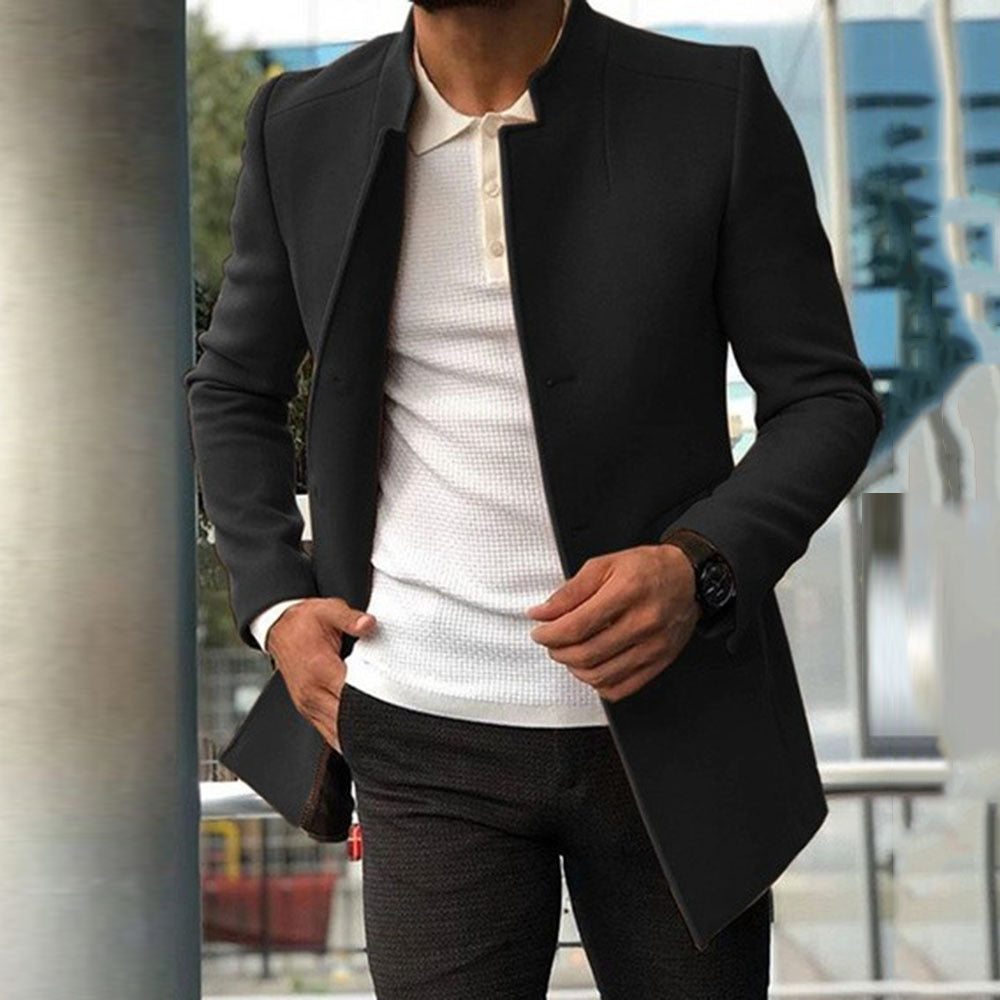 Men's Slim Fashion Single-breasted Solid Color Coat