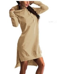 Irregular Hooded Long Sleeve Sweatshirt Dress