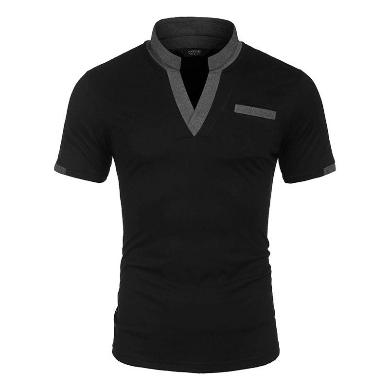 Men's Fashion Casual Color Blocking Short-sleeve Top