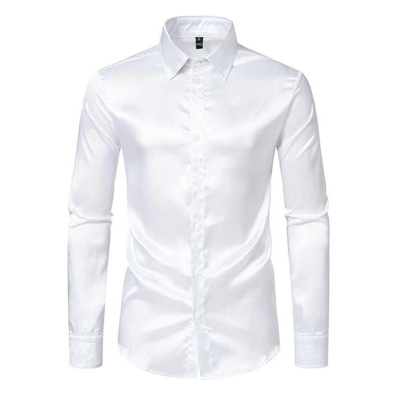 Men's Solid Color Glossy Shirt