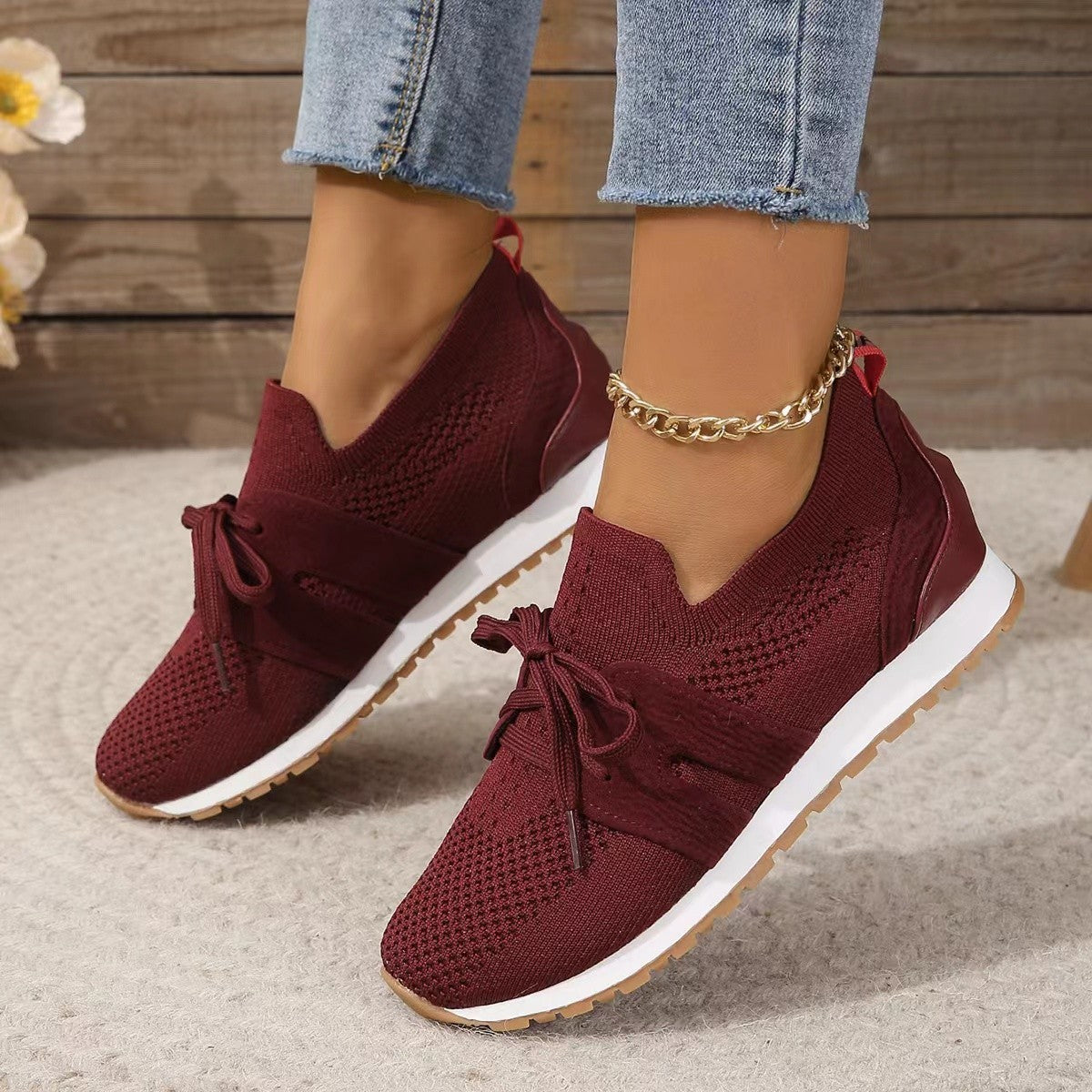 Lace Up Mesh Women Casual Breathable Walking Shoes