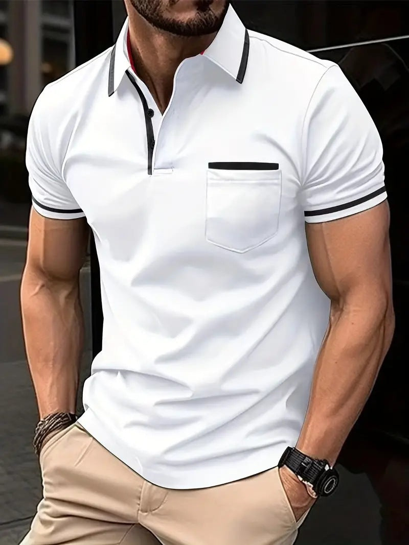 Summer Button Pocket Men's Sports Polo Shirt