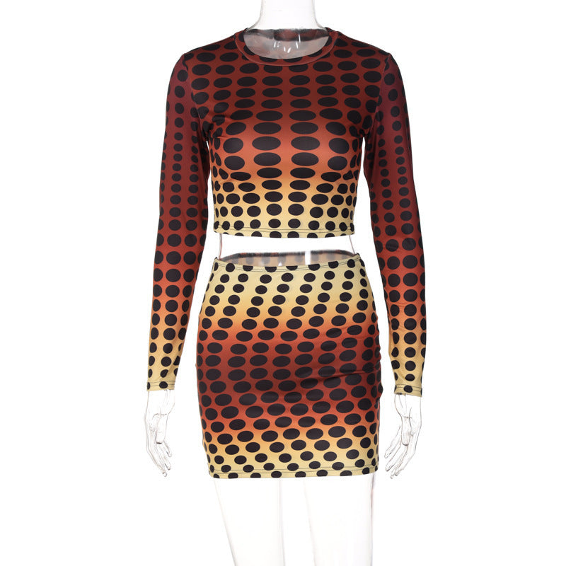 Women's Fashion Print Long Sleeve Cropped Top