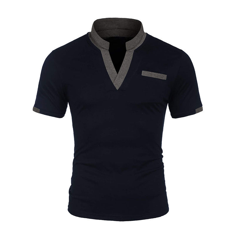 Men's Fashion Casual Color Blocking Short-sleeve Top