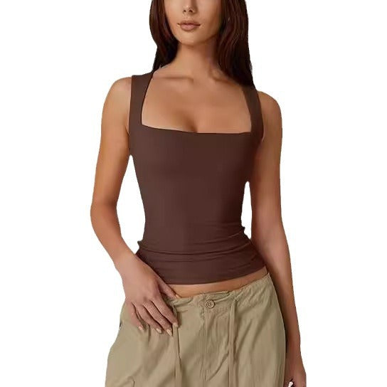 Women's Square Collar Sleeveless Tank Top