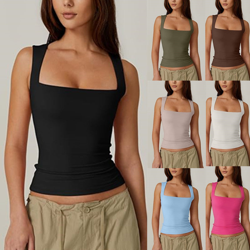Women's Square Collar Sleeveless Tank Top