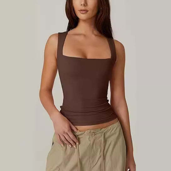 Women's Square Collar Sleeveless Tank Top