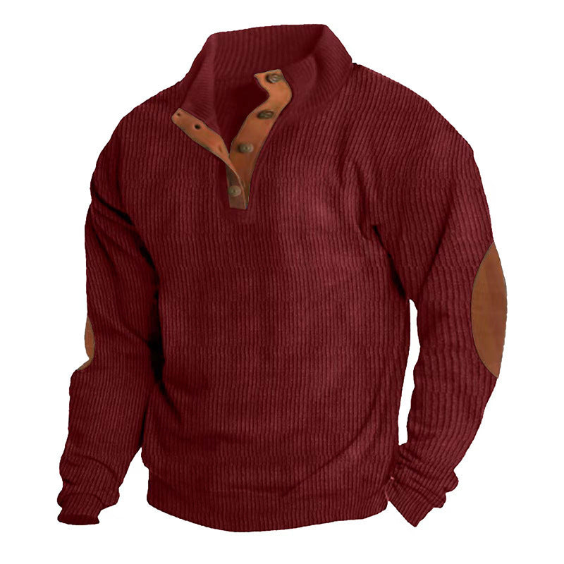 Corduroy Casual Stand Collar Long-sleeve Sweater