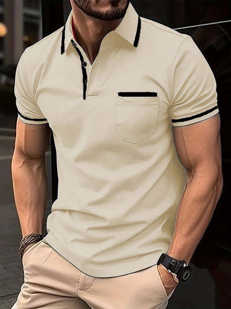 Summer Button Pocket Men's Sports Polo Shirt