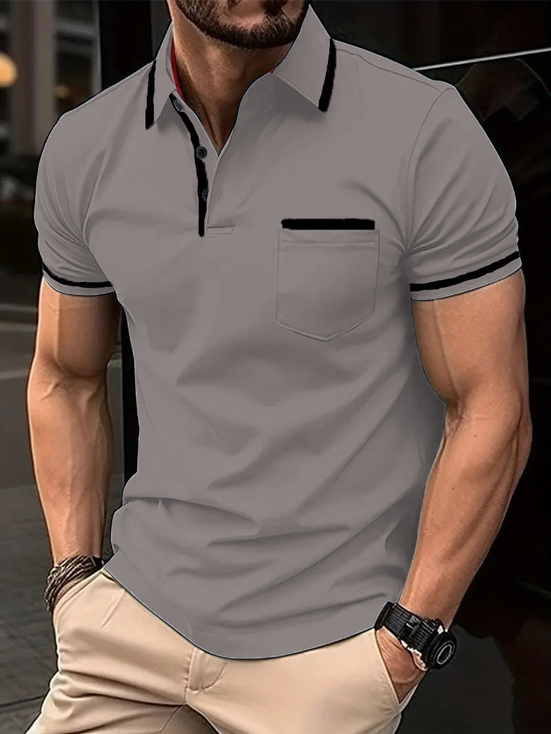 Summer Button Pocket Men's Sports Polo Shirt