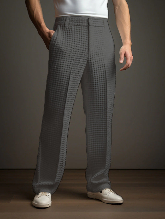 Straight Men's Fashion Waffle Suit Pants