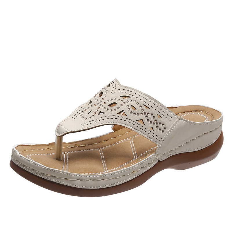 Clip Toe Wedge Sandals Summer Flip Flops Slippers Beach Shoes