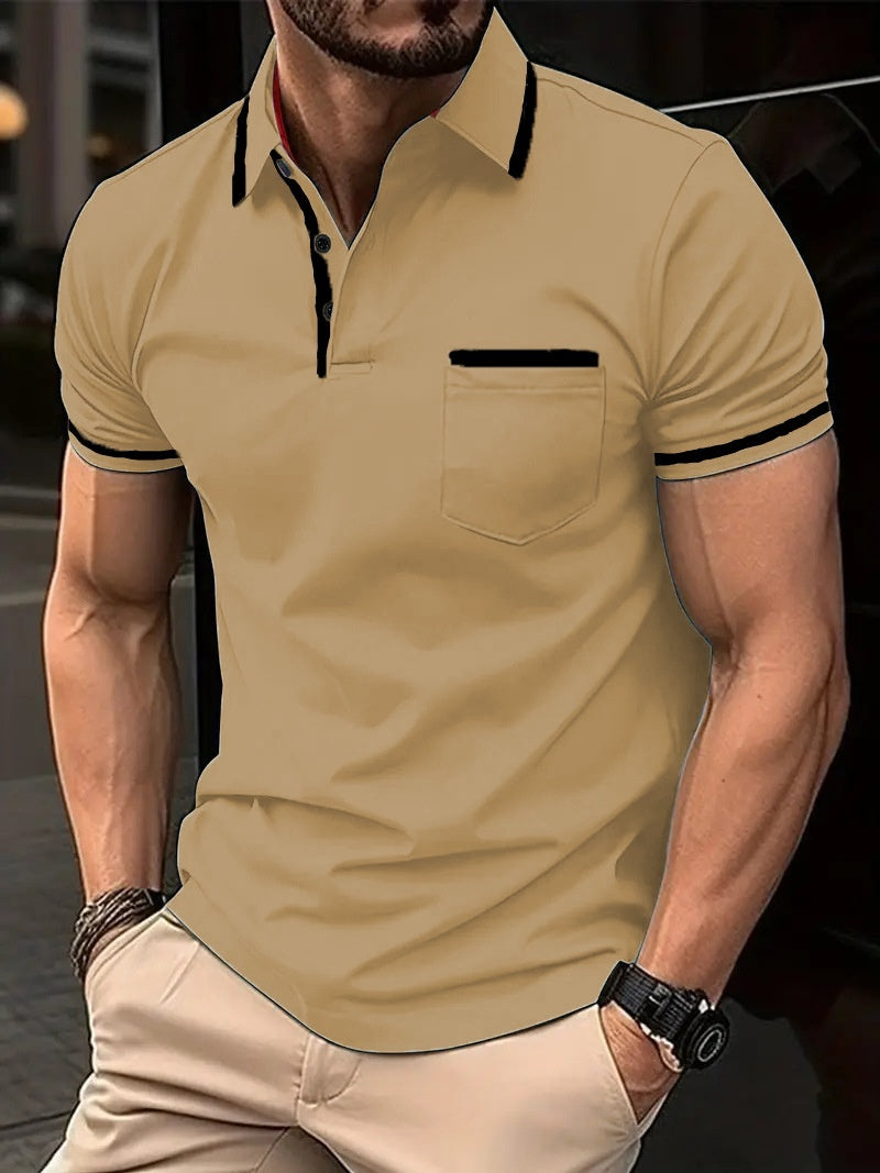 Summer Button Pocket Men's Sports Polo Shirt