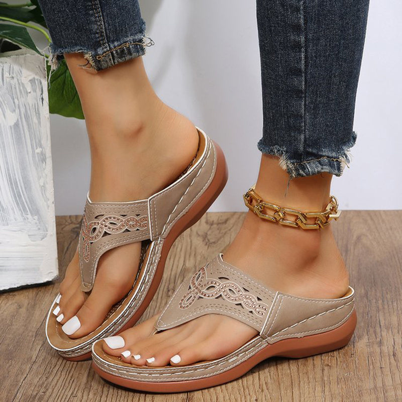Clip Toe Wedge Sandals Summer Flip Flops Slippers Beach Shoes