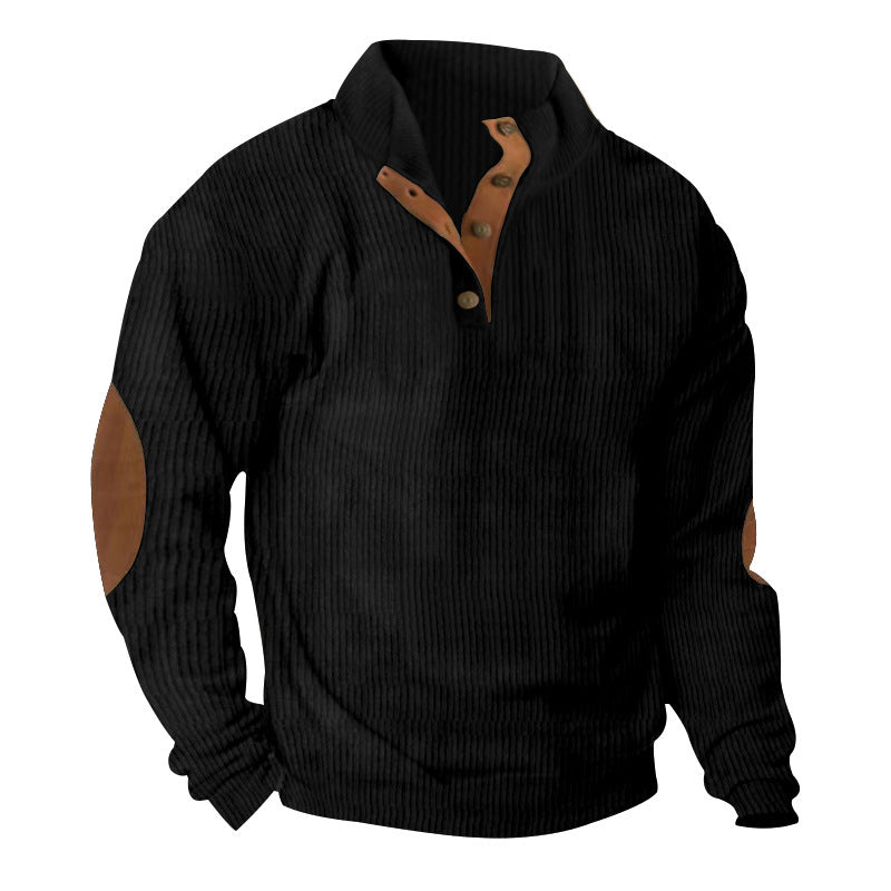 Corduroy Casual Stand Collar Long-sleeve Sweater